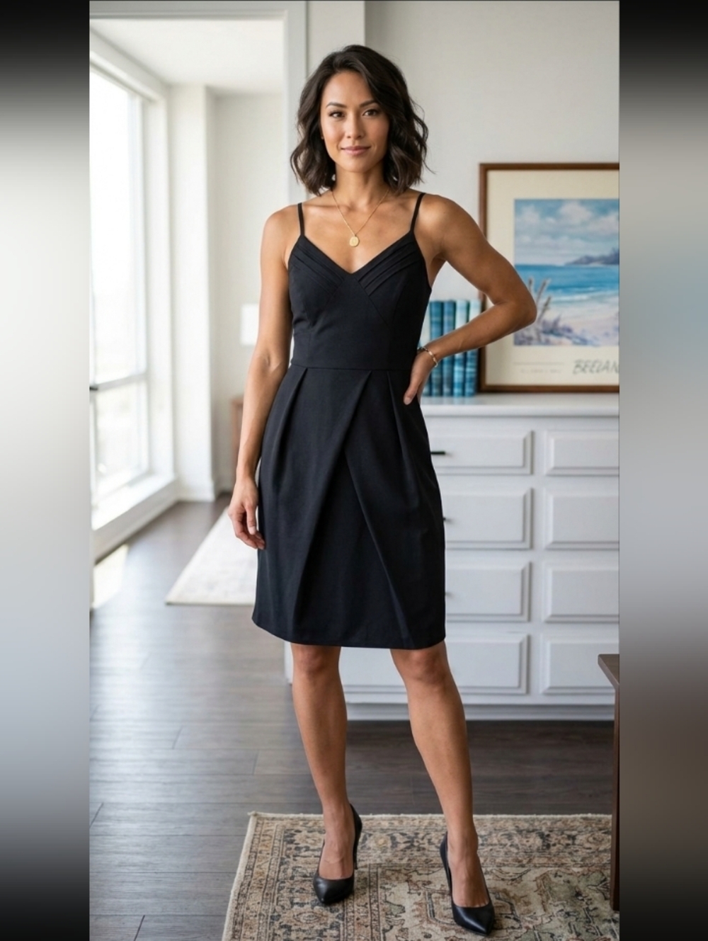#75 - Kate Kasin Black Strappy Dress with pockets, Small